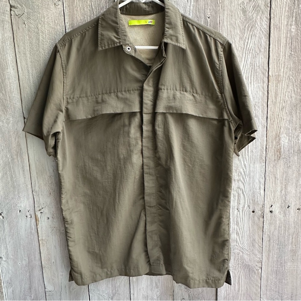 Vintage 90s Mountain Dew Snap Button Up Tee- Olive Green- Men’s Size M